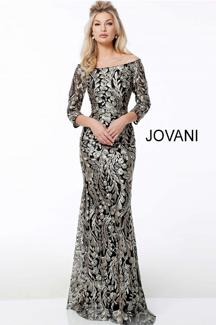 jovani black and gold prom dress