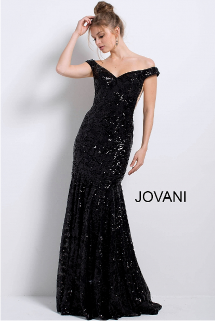 black fitted evening gown