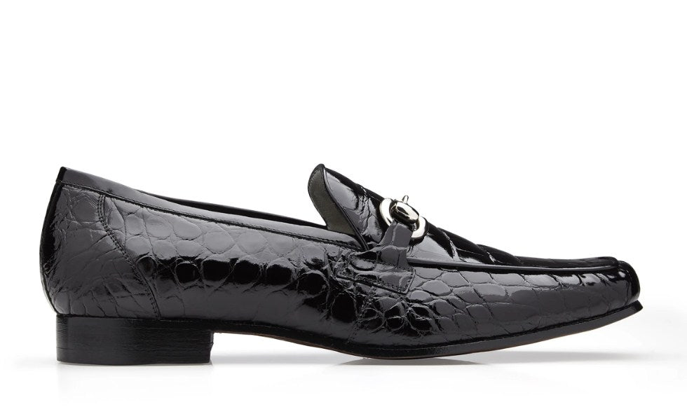 black alligator loafers