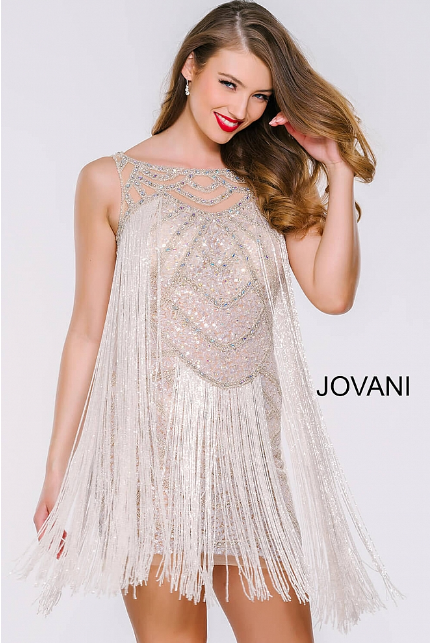 jovani fringe cocktail dress