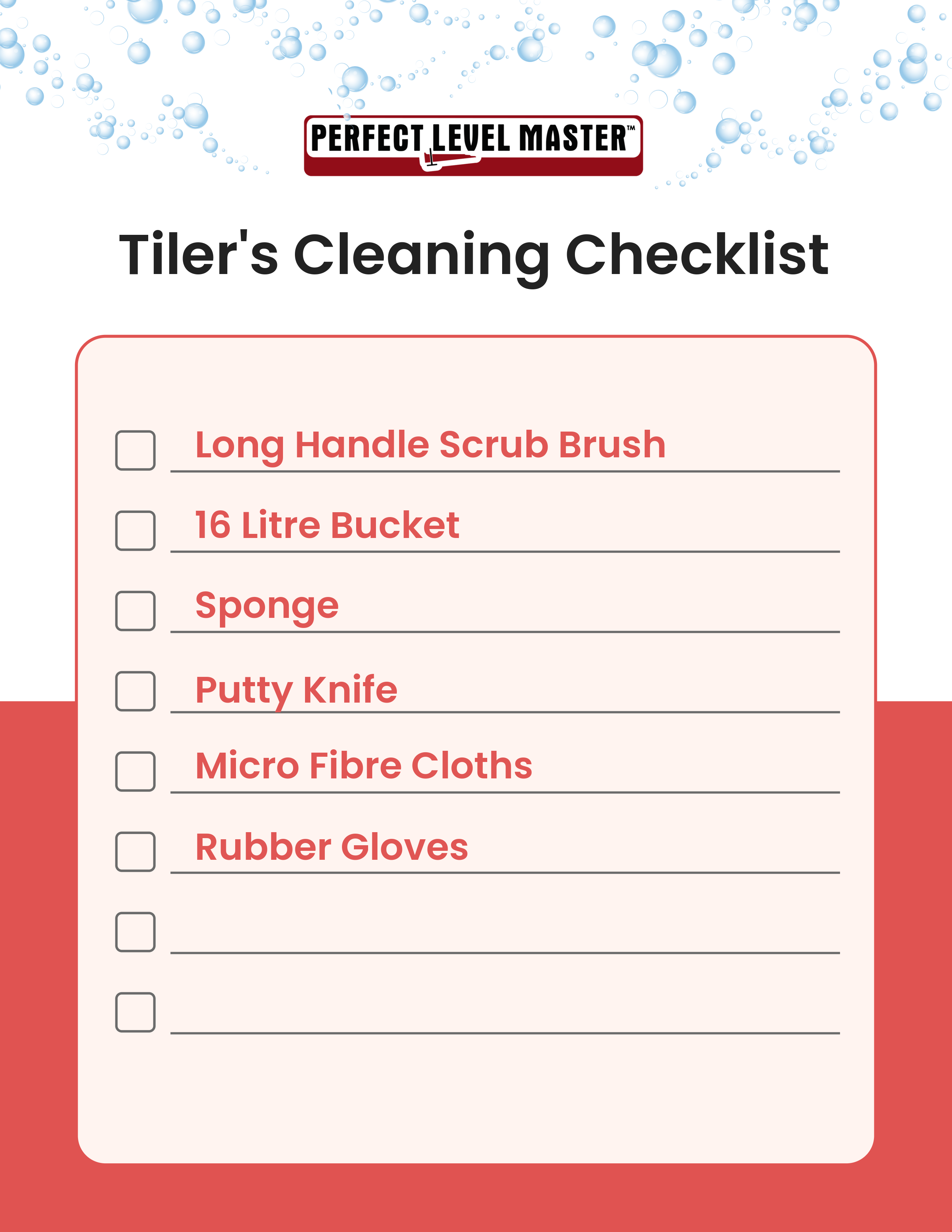 Tiler's Cleaning Checklist