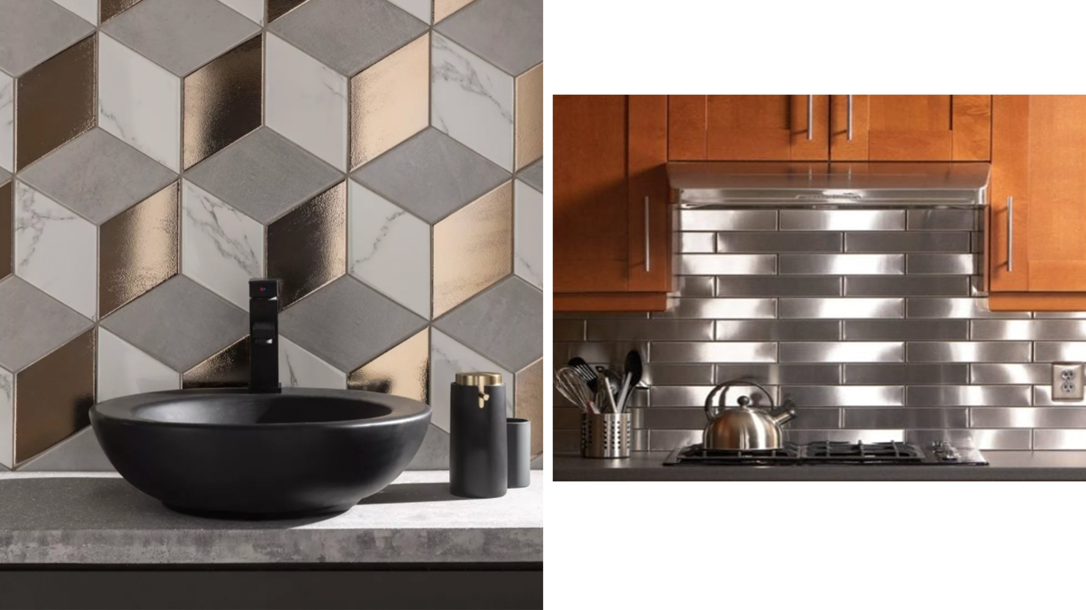 Metallic Tile Backsplash