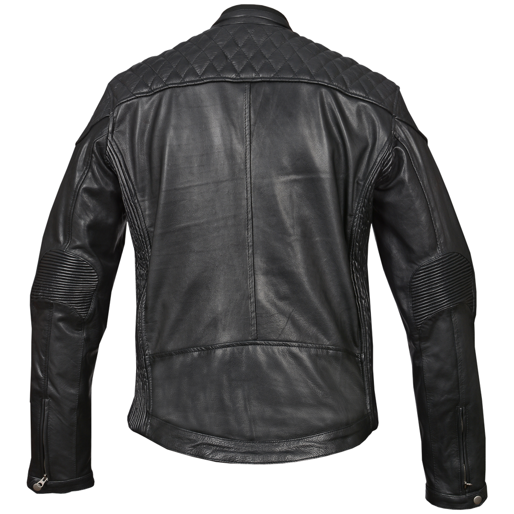 High Mileage Men's Black Leather Jacket w/ Diamond Stitched Shoulders ...