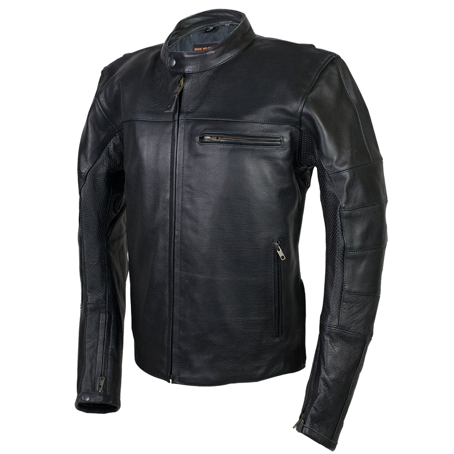 HMM539 Men's Leather Vented Scooter Jacket with Perforated Arm & Shoul ...