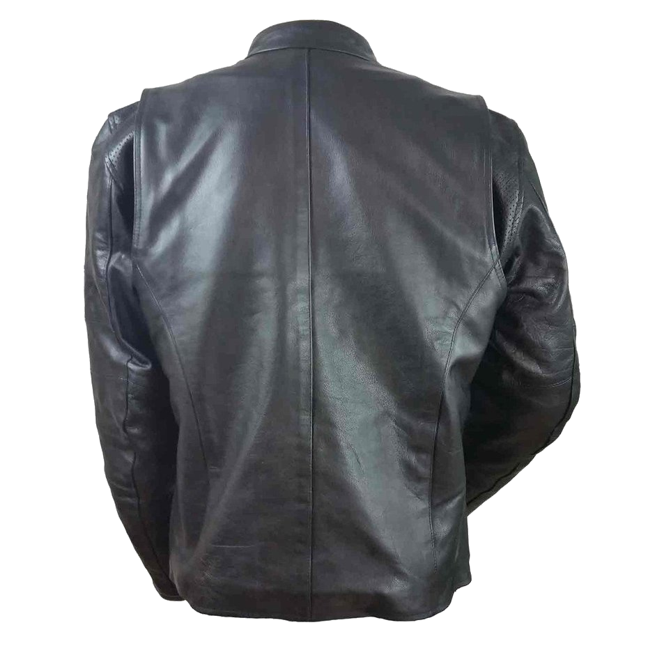 HMM539 Men's Leather Vented Scooter Jacket with Perforated Arm & Shoul ...