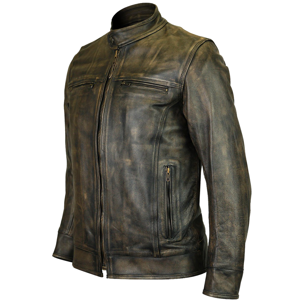 HMM546DB Distressed Brown Leather Scooter Jacket – Daytona Bikers Wear