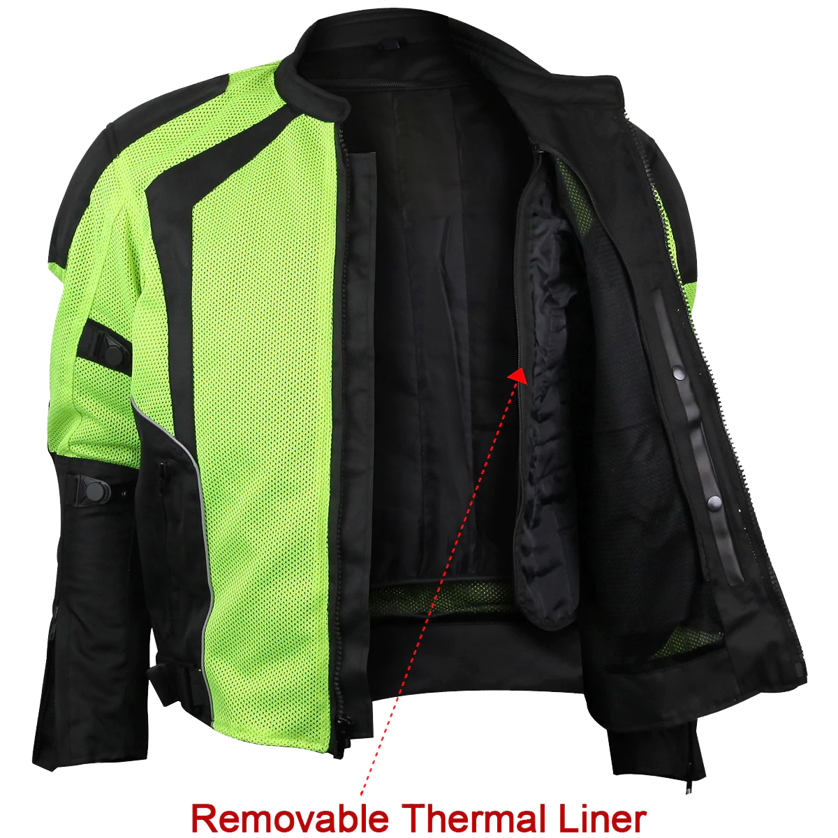 Mens Hi-Vis Mesh Motorcycle Jacket with CE Armor