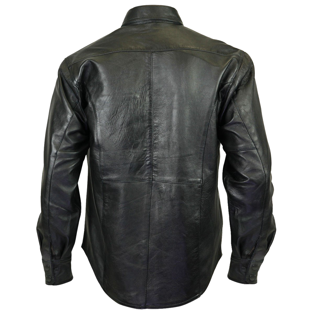VL504 Vance Leather Men's Leather Shirt with Snap Down Collar – Daytona ...