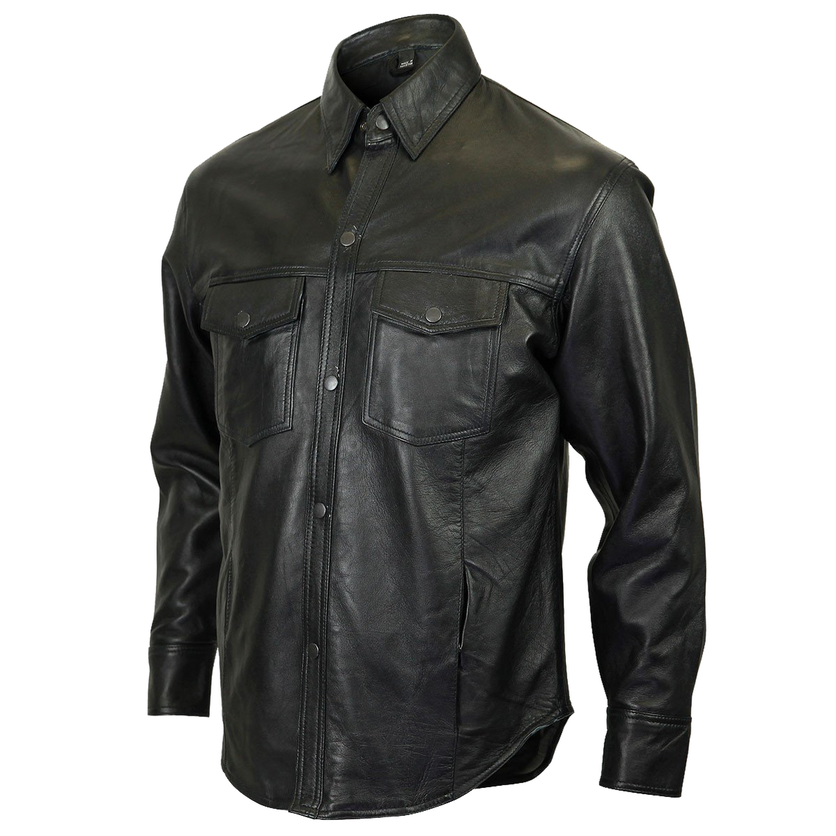 VL504 Vance Leather Men's Leather Shirt with Snap Down Collar – Daytona ...