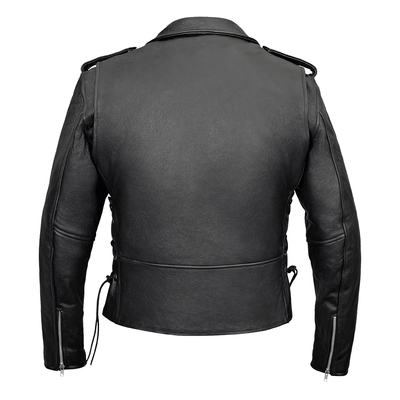 Vance Leather VL515S Men's Basic Classic Motorcycle Jacket W/Lace Side ...