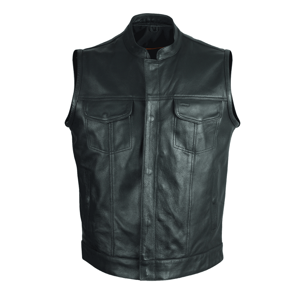 VL914S Vance Leather Zipper and Snap Closure Leather Motorcycle Club V ...