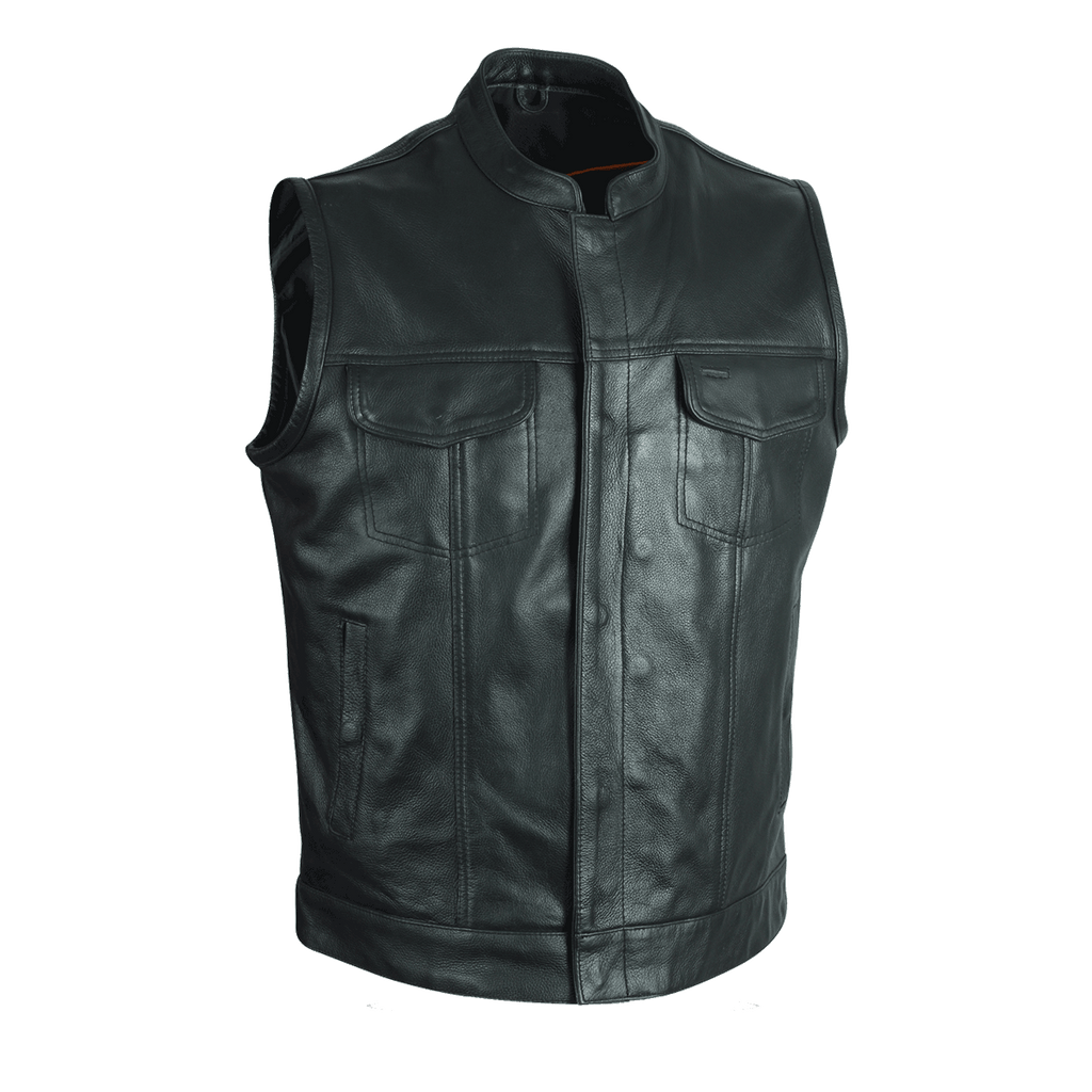 VL914S Vance Leather Zipper and Snap Closure Leather Motorcycle Club V ...