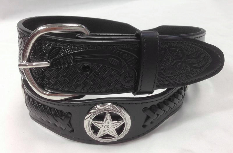 Wholesale Western Men leather belt wholesale TEXAS STAR concho 4178BK – 0