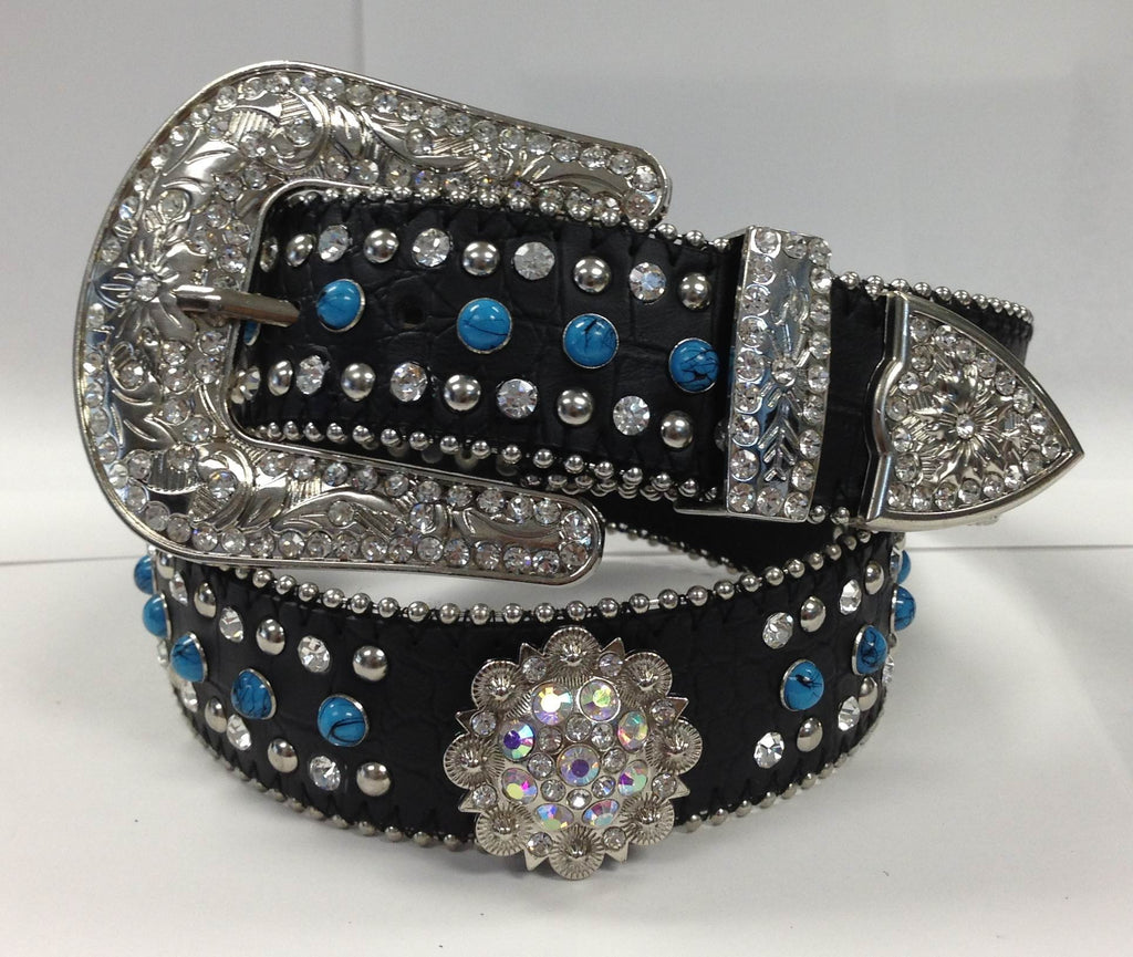 Western Turquoise Round Berry Concho Rhinestone cowgirl bling Belt Who ...