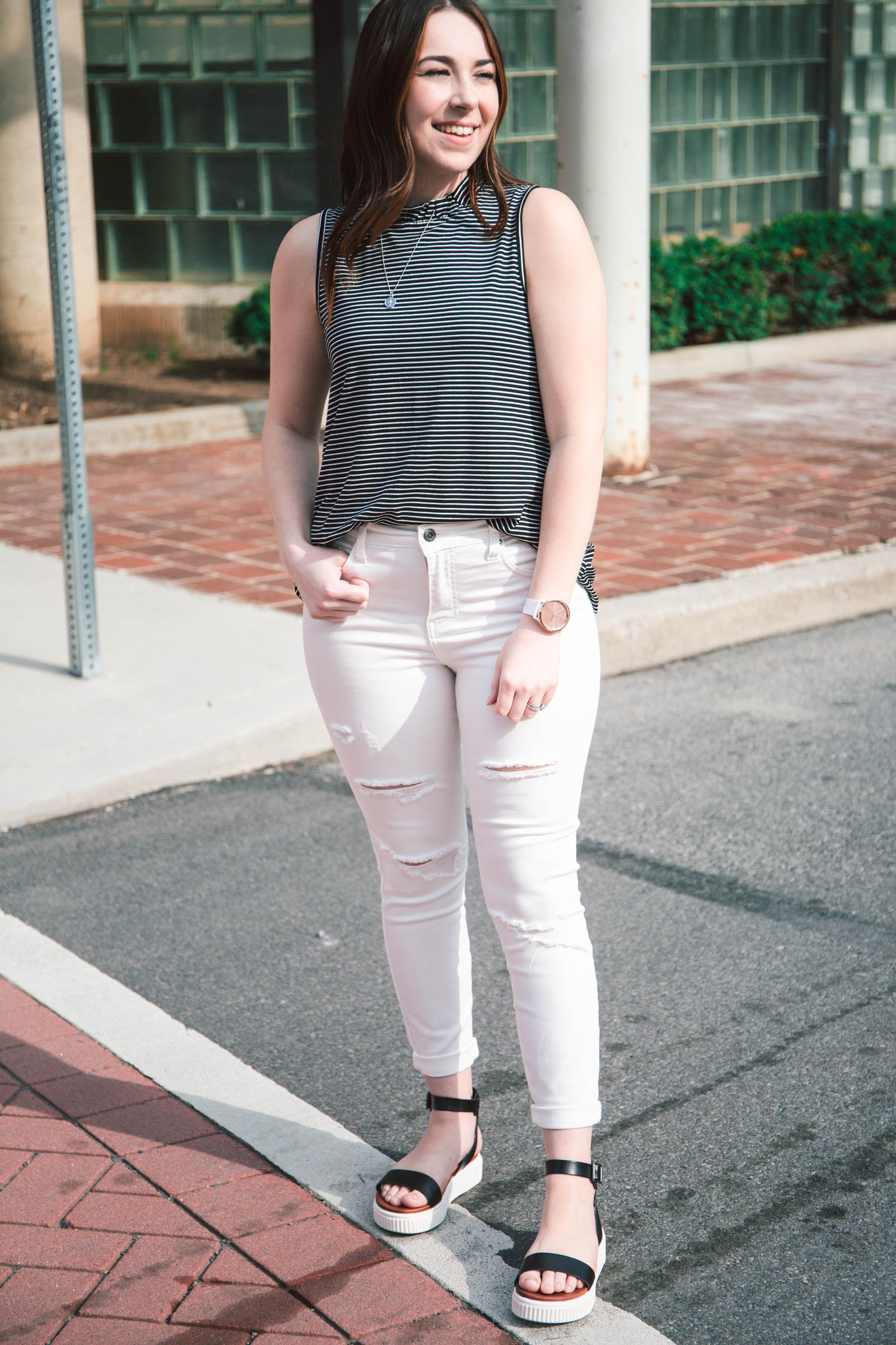 white ankle length jeggings