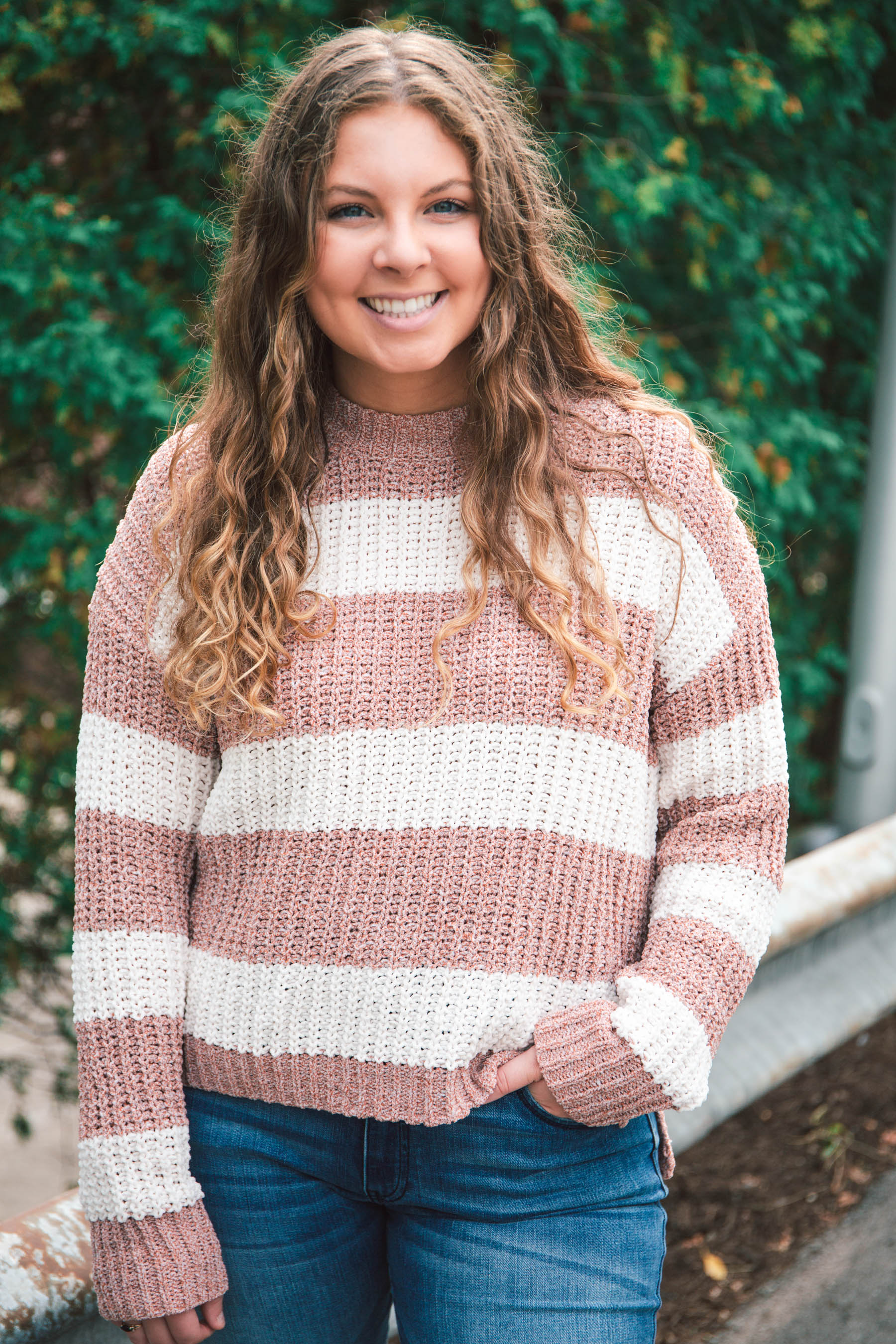 striped knit sweater