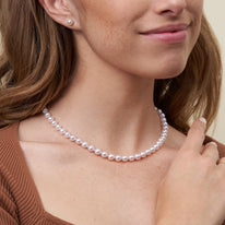 6.5-7.0 mm 16 Inch AAA White Akoya Pearl Necklace White Gold