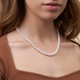 6.5-7.0 mm 18 Inch AAA White Akoya Pearl Necklace White Gold