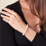 7.0-7.5 mm Natural White Hanadama Akoya Pearl Bracelet White gold polished ball clasp