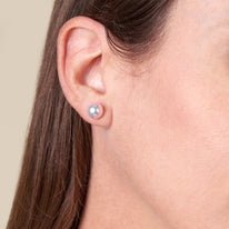 Certified 8.0-8.5 mm White Hanadama Pearl Stud Earrings white gold