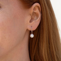 Classic Collection White Freshadama Freshwater 8.5-9.0 mm Pearl Dangle Earrings white gold