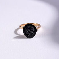 Tahitian Pearl Geode Ring with Black Diamonds - little h jewelry - side view