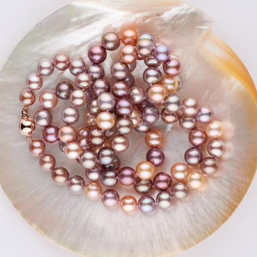 New, colorful freshwater pearls with a bead
