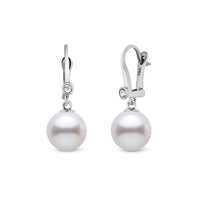 18K Romantic Collection 9.0-10.0 mm Freshadama Pearl and Diamond Earrings yellow gold