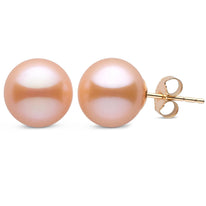 10.0-11.0 mm Pink to Peach Freshadama Freshwater Pearl Stud Earrings white gold