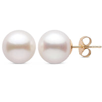 10.0-11.0 mm White Freshadama Freshwater Pearl Stud Earrings white gold