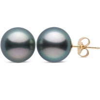 10.0-11.0 mm AAA Tahitian Pearl Stud Earrings white gold