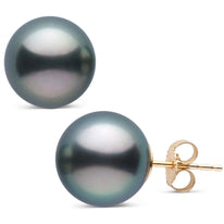 12.0-13.0 mm AAA Tahitian Pearl Stud Earrings white gold