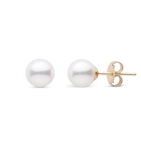 6.0-6.5 mm AA+ White Akoya Pearl Stud Earrings White Gold