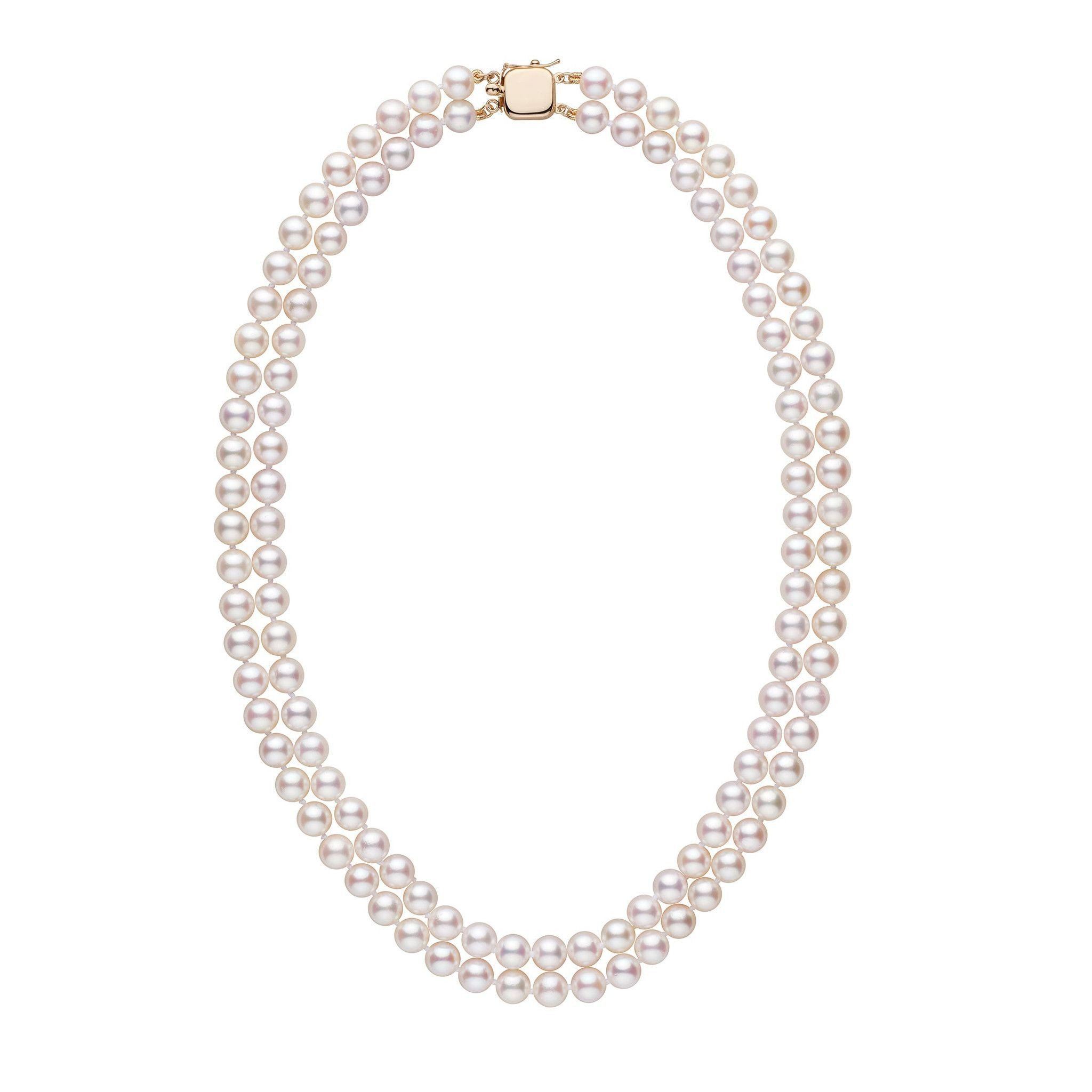 6.5-7.0 mm 18-inch Double-Strand White Akoya AA+ Pearl Necklace