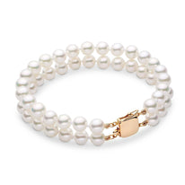 6.5-7.0 mm Double Strand AA+ White Akoya Pearl Bracelet White Gold