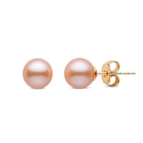 6.5-7.0 mm Pink to Peach Freshadama Freshwater Pearl Stud Earrings White Gold