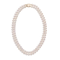 7.0-7.5 mm 18-inch AA+ Double-Strand White Akoya Pearl Necklace white gold
