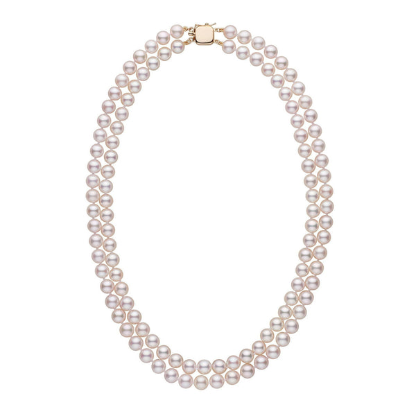 Double-Strand White Akoya Pearl Necklace | Free Shipping ...