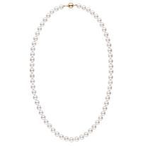 7.0-7.5 mm White Akoya 22 inch AAA Pearl Necklace white gold