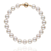 7.5-8.0 mm White Akoya AA+ Pearl Bracelet white gold