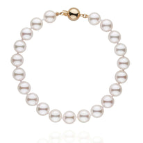 7.5-8.0 mm White Akoya AAA Pearl Bracelet white gold