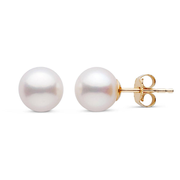 7.5-8.0 mm White Freshadama Freshwater Pearl Stud Earrings