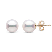 Certified 7.5-8.0 mm White Hanadama Pearl Stud Earrings white gold