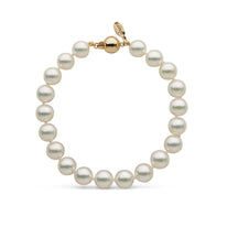 Lab Certified 8.0-8.5 mm Natural White Hanadama Akoya Pearl Bracelet White gold with Pearl Paradise tag