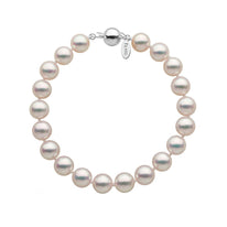 Certified 8.0-8.5 mm White Hanadama Akoya Pearl Bracelet yellow gold with Pearl Paradise tag