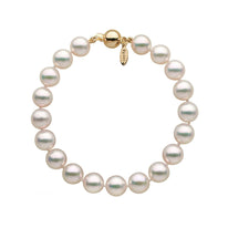 8.5-9.0 mm White Hanadama Akoya Pearl Bracelet white gold