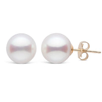 9.0-9.5 mm White Akoya AA+ Pearl Stud Earrings white gold 