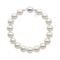 9.0-9.5 mm White Hanadama Akoya Pearl Bracelet yellow gold