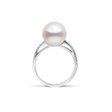 Pirouette Collection 10.0-11.0 mm White Freshadama Pearl and Diamond Ring Yellow Gold front