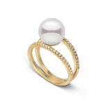 Bridge Collection 8.5-9.0 mm Akoya Pearl and Diamond Ring White Gold front